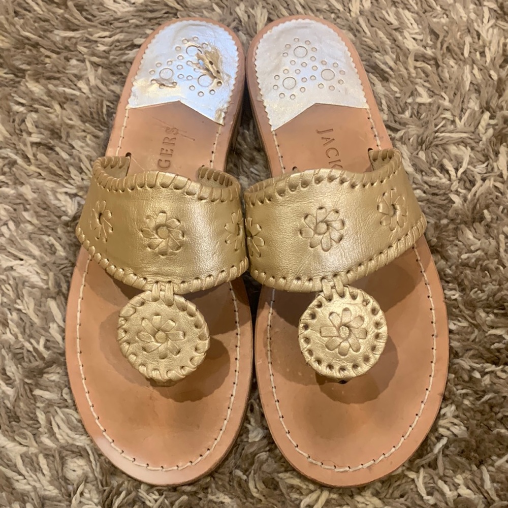 Jack Rogers Jack Flat Sandal (Gold).  Size 6.5.  Worn once.